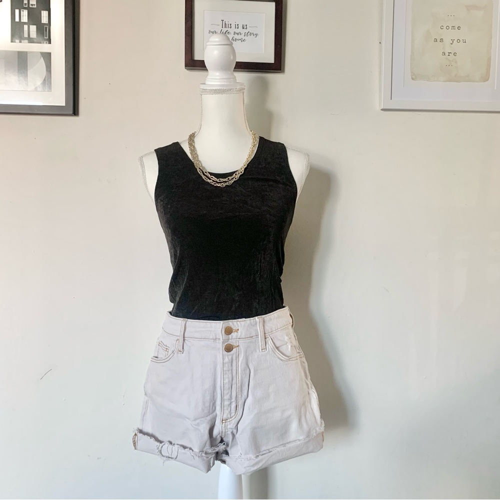 Vintage Black Slinky Tank Top Loose Lightweight Sleeveless Top Stretchy Medium